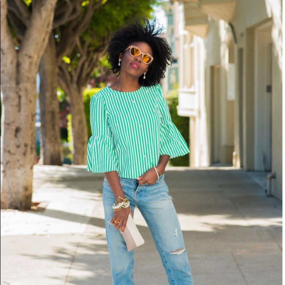 Striped Pearl Embossed Top